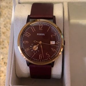 Maroon fossil watch